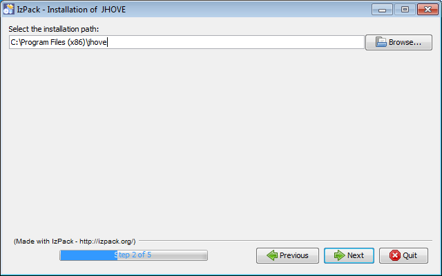 JHOVE installer stage two Screenshot of the JHOVE installer stage two on Windows